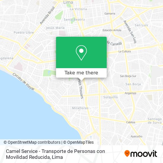 Mapa de Camel Service - Transporte de Personas con Movilidad Reducida