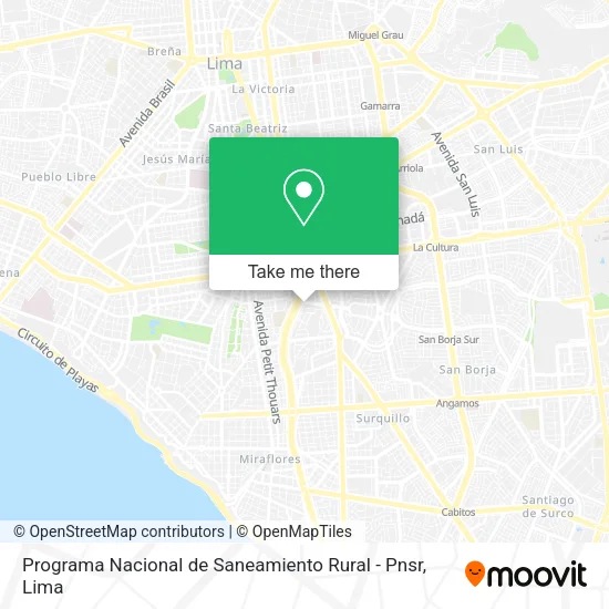 Mapa de Programa Nacional de Saneamiento Rural - Pnsr