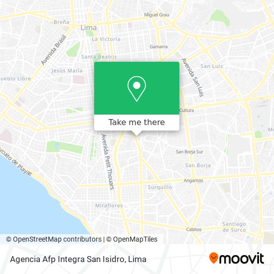 Mapa de Agencia Afp Integra San Isidro