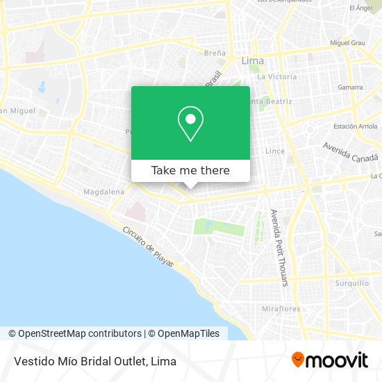 Mapa de Vestido Mío Bridal Outlet