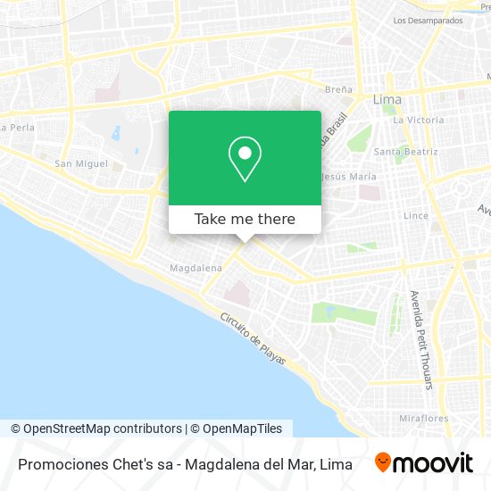 Mapa de Promociones Chet's sa - Magdalena del Mar