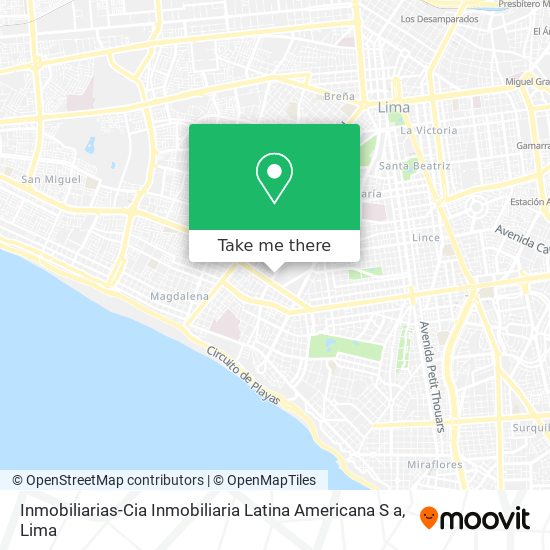 Mapa de Inmobiliarias-Cia Inmobiliaria Latina Americana S a