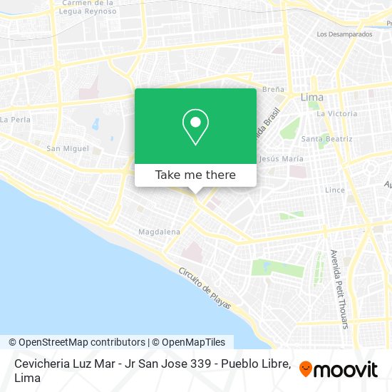 Cevicheria Luz Mar - Jr San Jose 339 - Pueblo Libre map