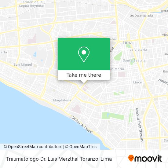 Traumatologo-Dr. Luis Merzthal Toranzo map