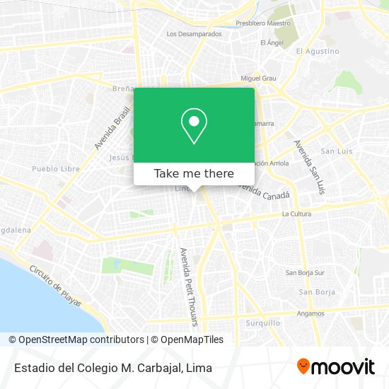 Mapa de Estadio del Colegio M. Carbajal