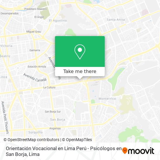 Orientación Vocacional en Lima Perú - Psicólogos en San Borja map