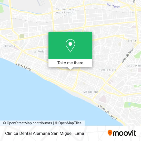 Mapa de Clínica Dental Alemana San Miguel