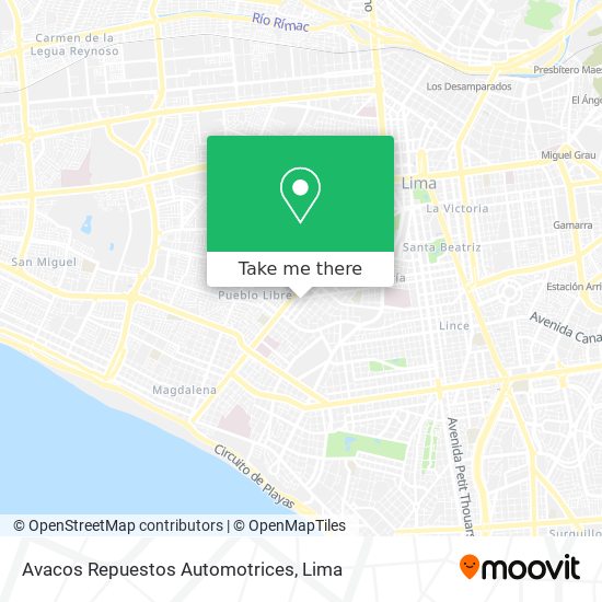 Avacos Repuestos Automotrices map