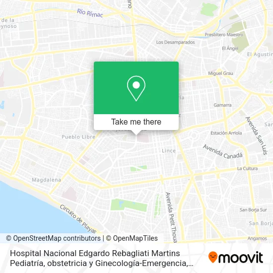 Mapa de Hospital Nacional Edgardo Rebagliati Martins Pediatría, obstetricia y Ginecología-Emergencia