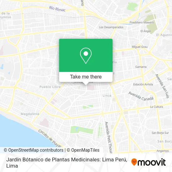 Mapa de Jardín Bótanico de Plantas Medicinales: Lima Perú