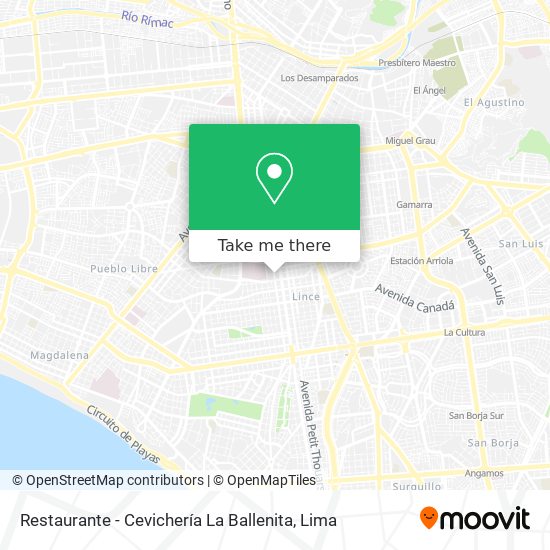 Mapa de Restaurante - Cevichería La Ballenita