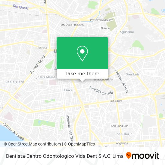 Dentista-Centro Odontologico Vida Dent S.A.C map