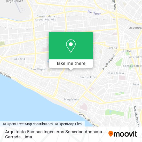 Mapa de Arquitecto-Famsac Ingenieros Sociedad Anonima Cerrada