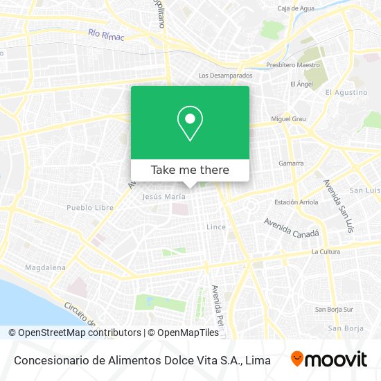 Mapa de Concesionario de Alimentos Dolce Vita S.A.