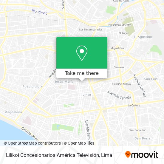 Lilikoi Concesionarios América Televisión map