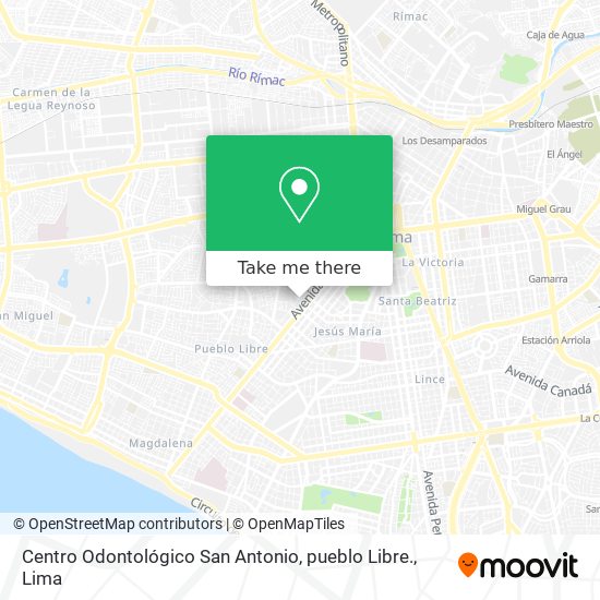 Mapa de Centro Odontológico San Antonio, pueblo Libre.