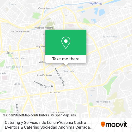 Mapa de Catering y Servicios de Lunch-Yesenia Castro Eventos & Catering Sociedad Anonima Cerrada Yesenia Ca