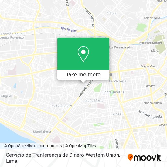 Mapa de Servicio de Tranferencia de Dinero-Western Union