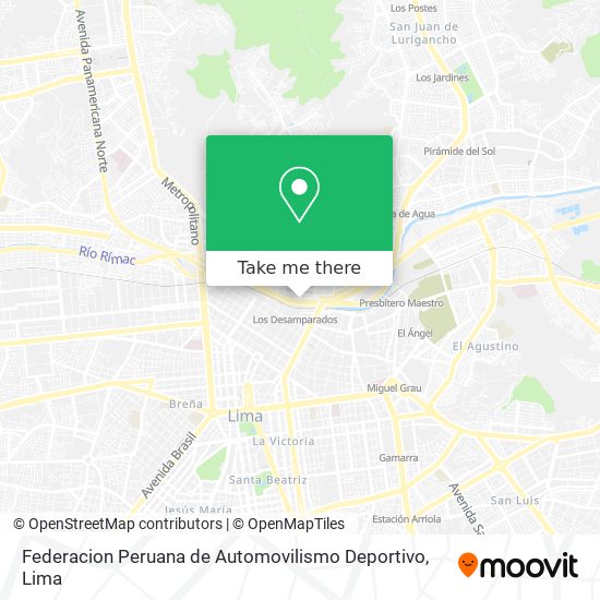 Mapa de Federacion Peruana de Automovilismo Deportivo