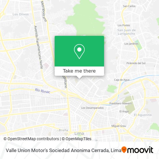 Mapa de Valle Union Motor's Sociedad Anonima Cerrada