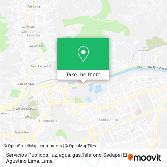Servicios Públicos, luz, agua, gas,Telefono-Sedapal El Agustino Lima map