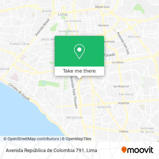 Avenida República de Colombia 791 map