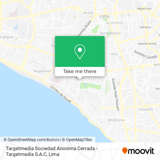 Mapa de Targetmedia Sociedad Anonima Cerrada - Targetmedia S.A.C