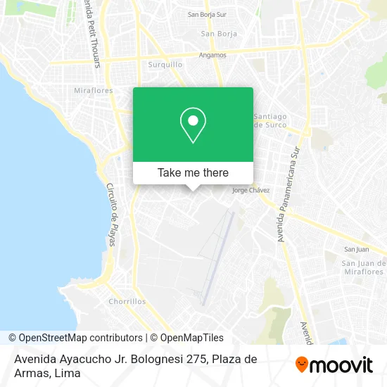 Mapa de Avenida Ayacucho Jr. Bolognesi 275, Plaza de Armas