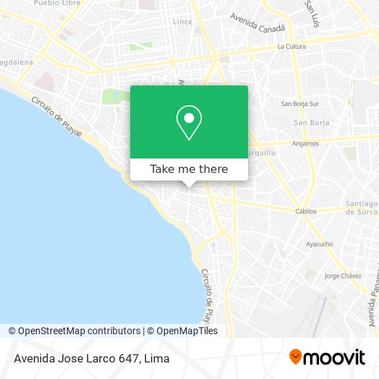 Mapa de Avenida Jose Larco 647