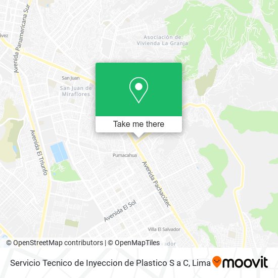Mapa de Servicio Tecnico de Inyeccion de Plastico S a C