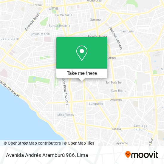 Mapa de Avenida Andrés Aramburú 986