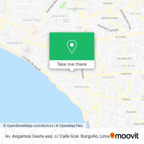 Av. Angamos Oeste esq. c/ Calle Gral. Borgoño map