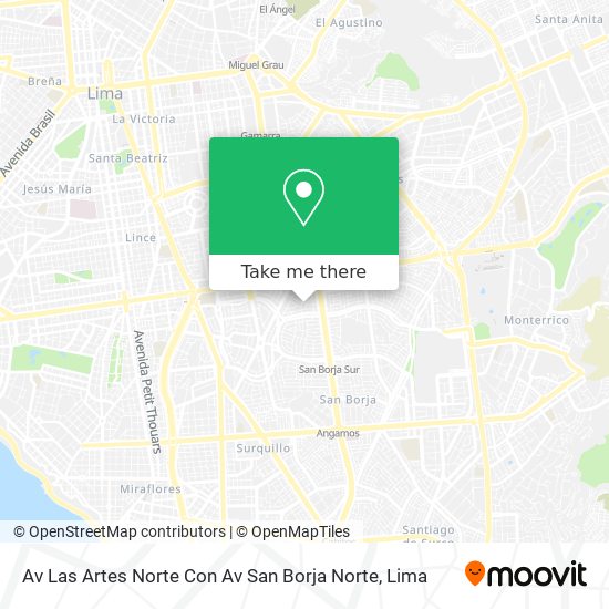 Mapa de Av Las Artes Norte Con Av San Borja Norte