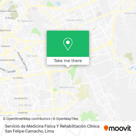 Servicio de Medicina Fisica Y Rehabilitación Clínica San Felipe-Camacho map
