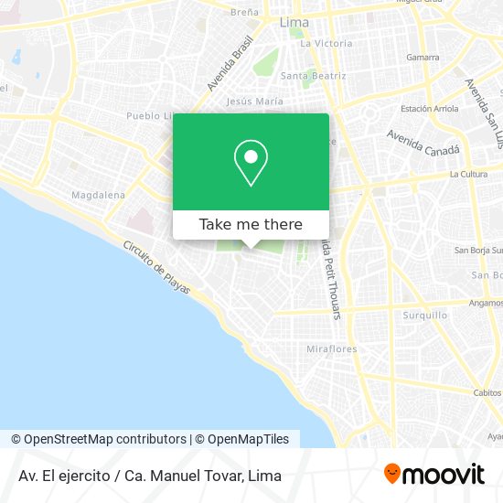 Mapa de Av. El ejercito / Ca. Manuel Tovar