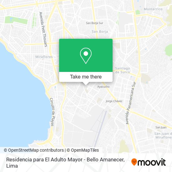 Mapa de Residencia para El Adulto Mayor - Bello Amanecer