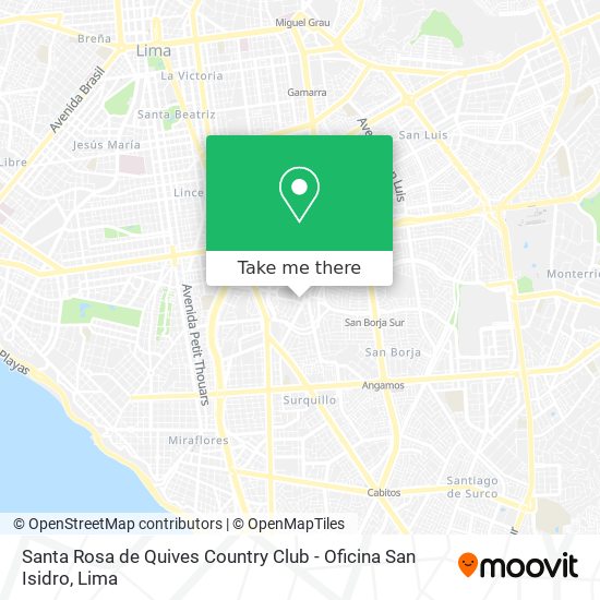 Santa Rosa de Quives Country Club - Oficina San Isidro map