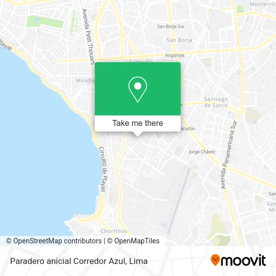 Paradero anicial Corredor Azul map