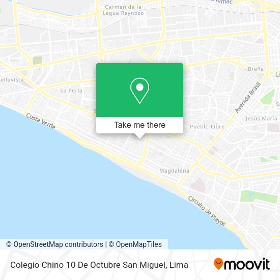 Mapa de Colegio Chino 10 De Octubre San Miguel
