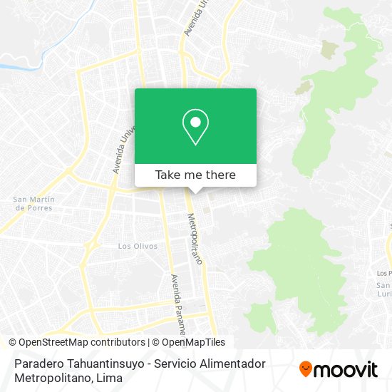 Paradero Tahuantinsuyo - Servicio Alimentador Metropolitano map