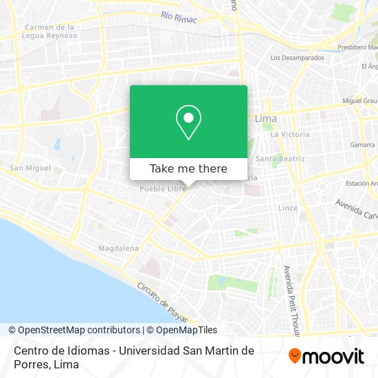 Centro de Idiomas - Universidad San Martin de Porres map
