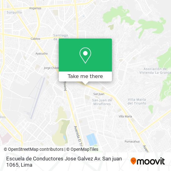 Mapa de Escuela de Conductores  Jose Galvez Av. San juan 1065