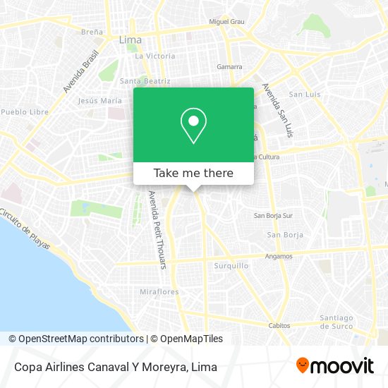 Copa Airlines Canaval Y Moreyra map