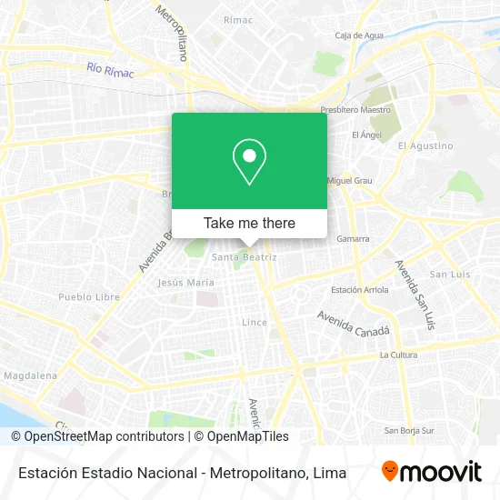 Mapa de Estación Estadio Nacional - Metropolitano