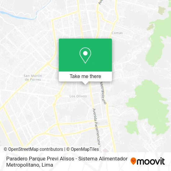 Mapa de Paradero Parque Previ Alisos - Sistema Alimentador Metropolitano