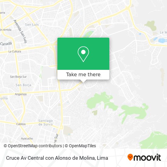 Cruce Av Central con Alonso de Molina map