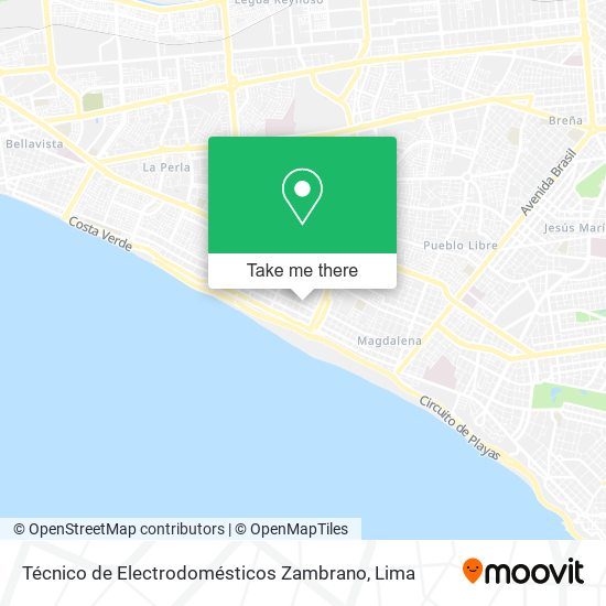 Mapa de Técnico de Electrodomésticos Zambrano