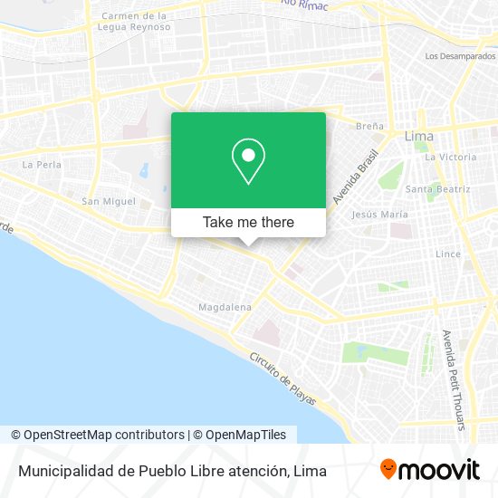 Municipalidad de Pueblo Libre atención map