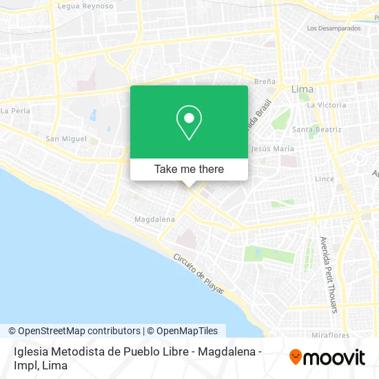 Mapa de Iglesia Metodista de Pueblo Libre - Magdalena - Impl