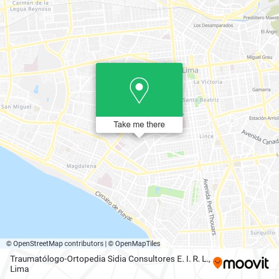 Mapa de Traumatólogo-Ortopedia Sidia Consultores E. I. R. L.